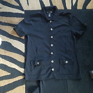 Black knit pant suit (mixed designers)